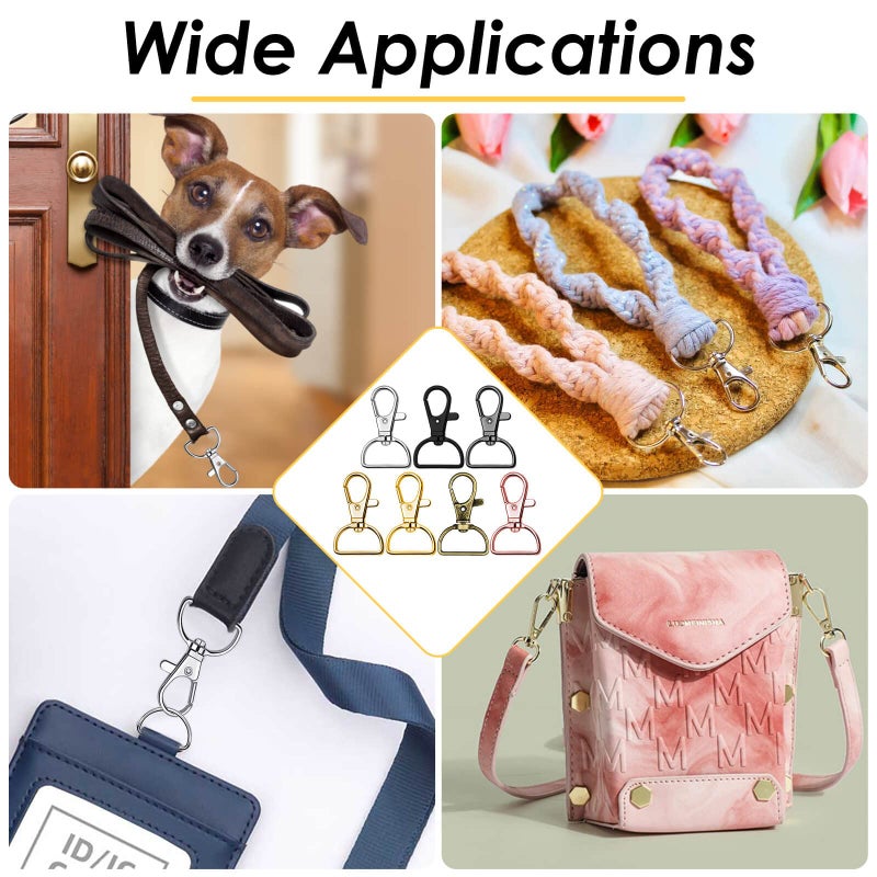 anezus Swivel Clasp Hooks, Anezus 80Pcs Key Chain Clip Hooks, D Ring Clip Lanyard Hardware for Keychain Making, Lanyard Making, Purse Hardware, DIY Craft (1” Inside Width) - Image 5