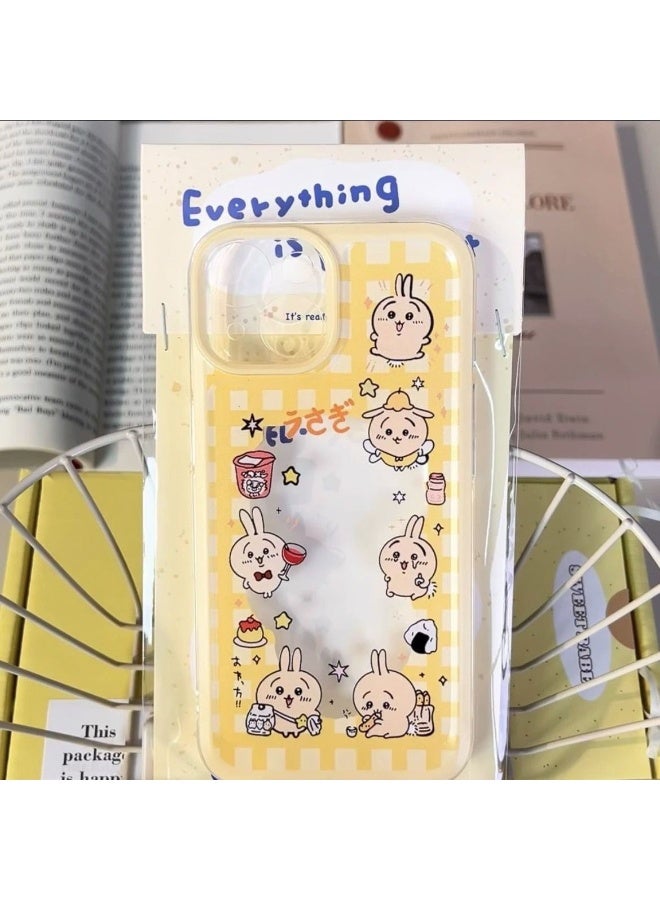 NIBEMINENT Cartoon Grained Ushaki Protective TPU Case Cover For iPhone 17 Pro Max, Tkck Yellow Checkered Oszaki