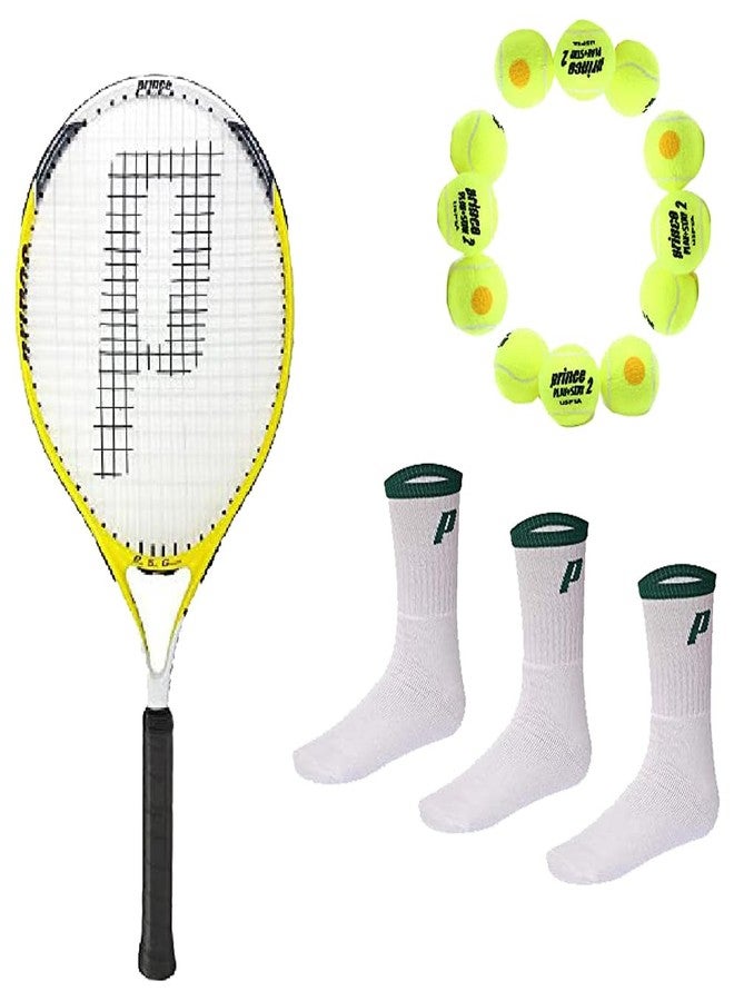Prince Tennis Racket Deuce 26 with Stage 2-Orange-Std Tennis Ball 1 Doz and Socks Crew White - Image 2