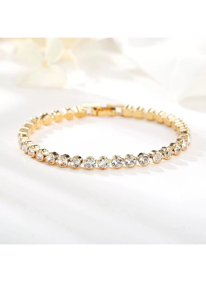 Goolsky Elegant Rhinestone Link Chain with Copper Round Bezel Setting and Crystal Charm - A Fashionable Accessory for Parties, Weddings, and as a Valentine's Day Gift - Versatile Design Suitable for All Seasons - Image 5