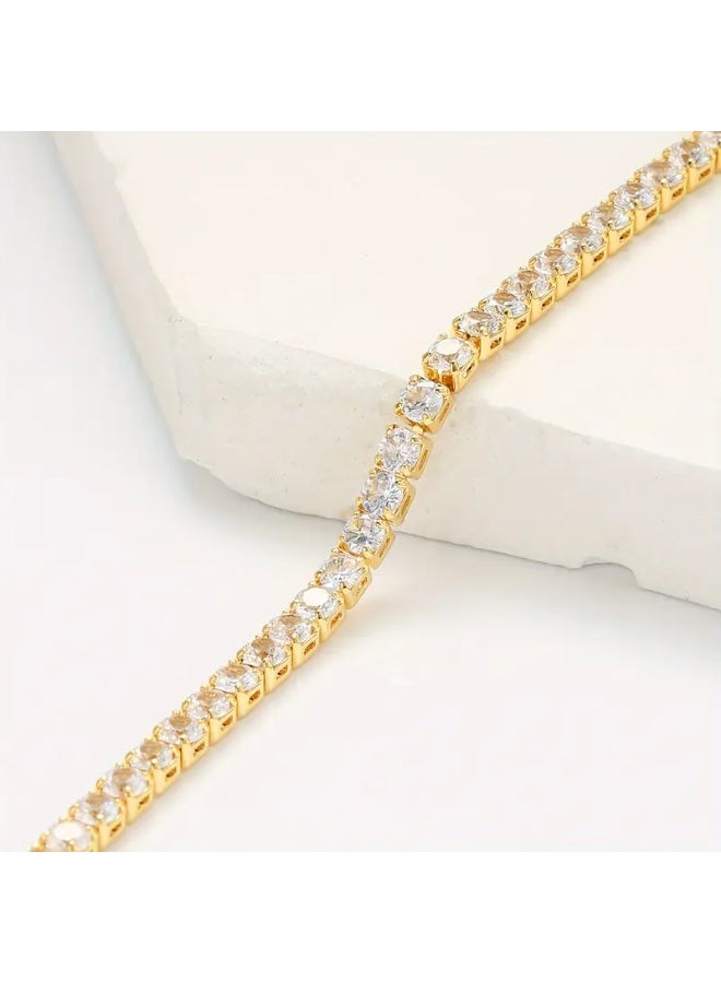 Goolsky Elegant Rhinestone Link Chain with Copper Round Bezel Setting and Crystal Charm - A Fashionable Accessory for Parties, Weddings, and as a Valentine's Day Gift - Versatile Design Suitable for All Seasons - Image 4