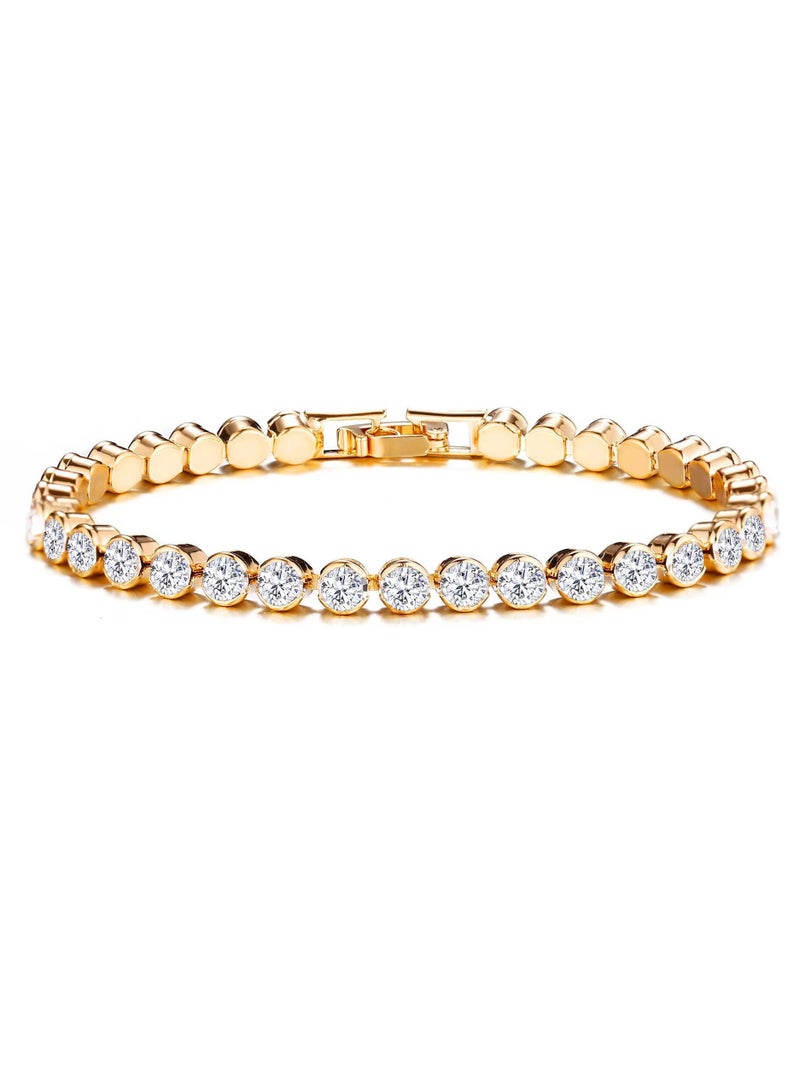 Goolsky Elegant Rhinestone Link Chain with Copper Round Bezel Setting and Crystal Charm - A Fashionable Accessory for Parties, Weddings, and as a Valentine's Day Gift - Versatile Design Suitable for All Seasons - Image 1