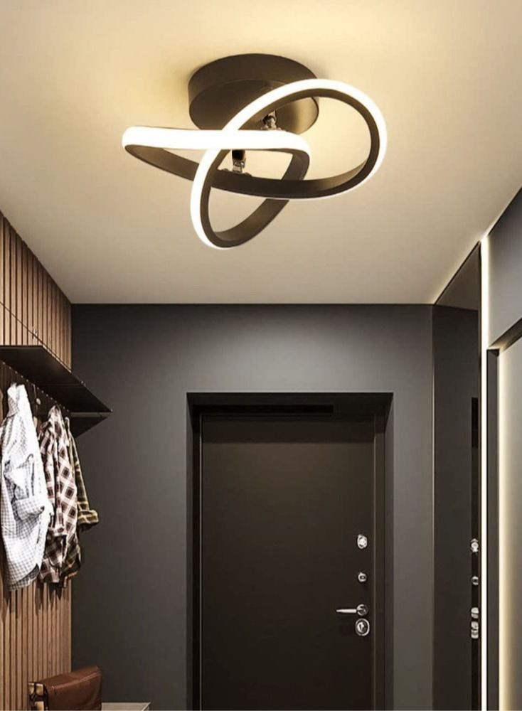 HOMESTAR Hallway modern LED ceiling light, fixture black flush mount 3-color adjustable creative design, for washrooms stairwell balcony cloakroom kitchen loft aisle - Image 1