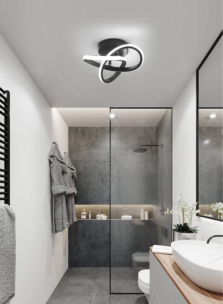 HOMESTAR Hallway modern LED ceiling light, fixture black flush mount 3-color adjustable creative design, for washrooms stairwell balcony cloakroom kitchen loft aisle - Image 3