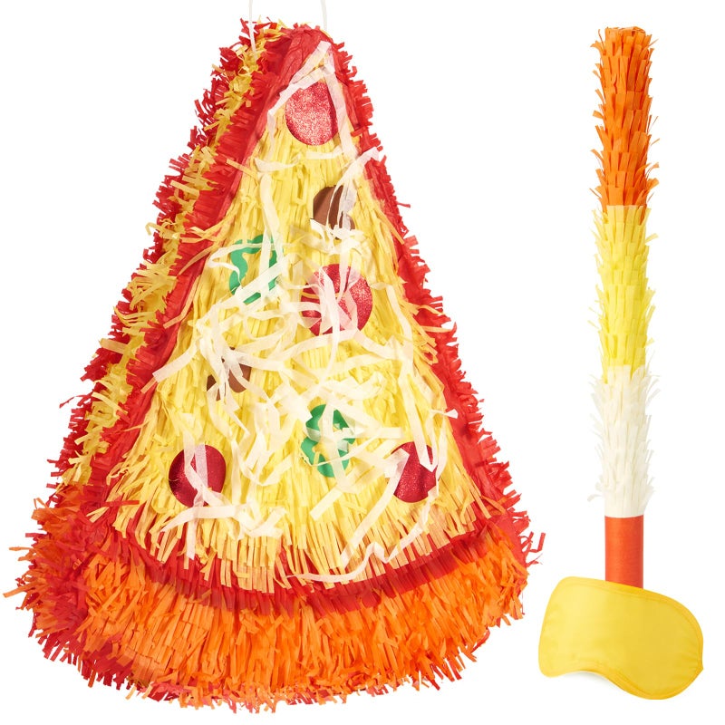 Wernnsai Pizza PiÃ±ata - Pizza Decorations For Kids Food Themed Birthday Party PiÃ±ata With Blindfold And Bat For Summer Mexican Party Supplies - Image 1