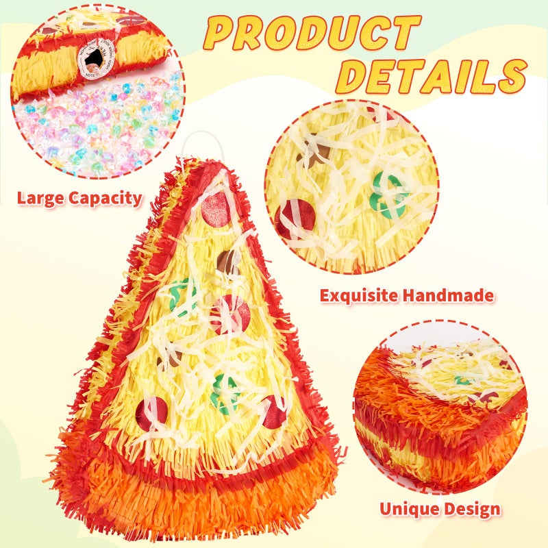 Wernnsai Pizza PiÃ±ata - Pizza Decorations For Kids Food Themed Birthday Party PiÃ±ata With Blindfold And Bat For Summer Mexican Party Supplies - Image 4