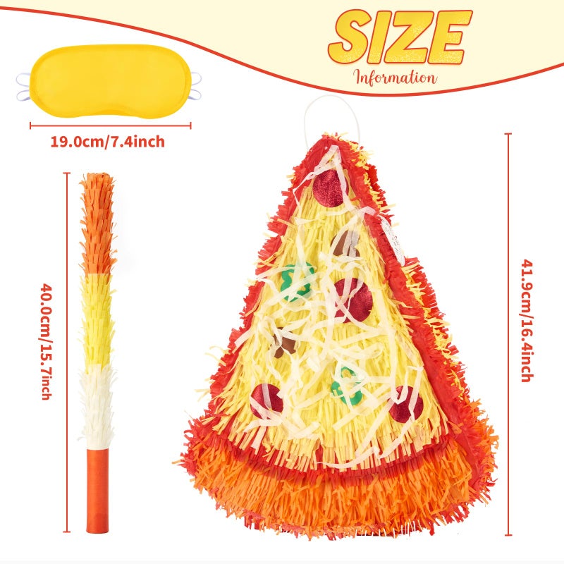 Wernnsai Pizza PiÃ±ata - Pizza Decorations For Kids Food Themed Birthday Party PiÃ±ata With Blindfold And Bat For Summer Mexican Party Supplies - Image 3