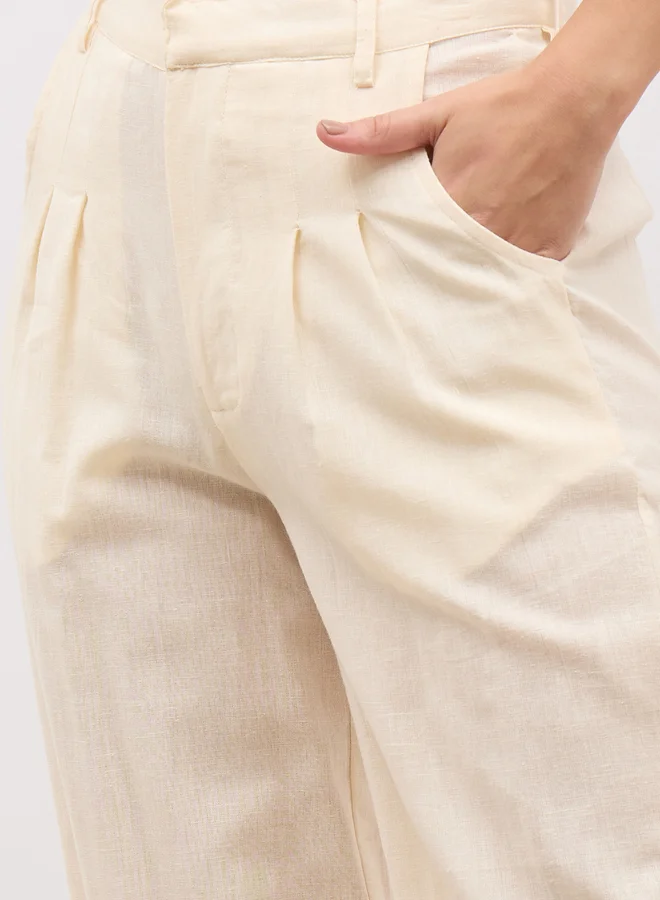 Styli Styli Solid Cap Sleeve Shirt and Wide Leg Pants Co-Ords