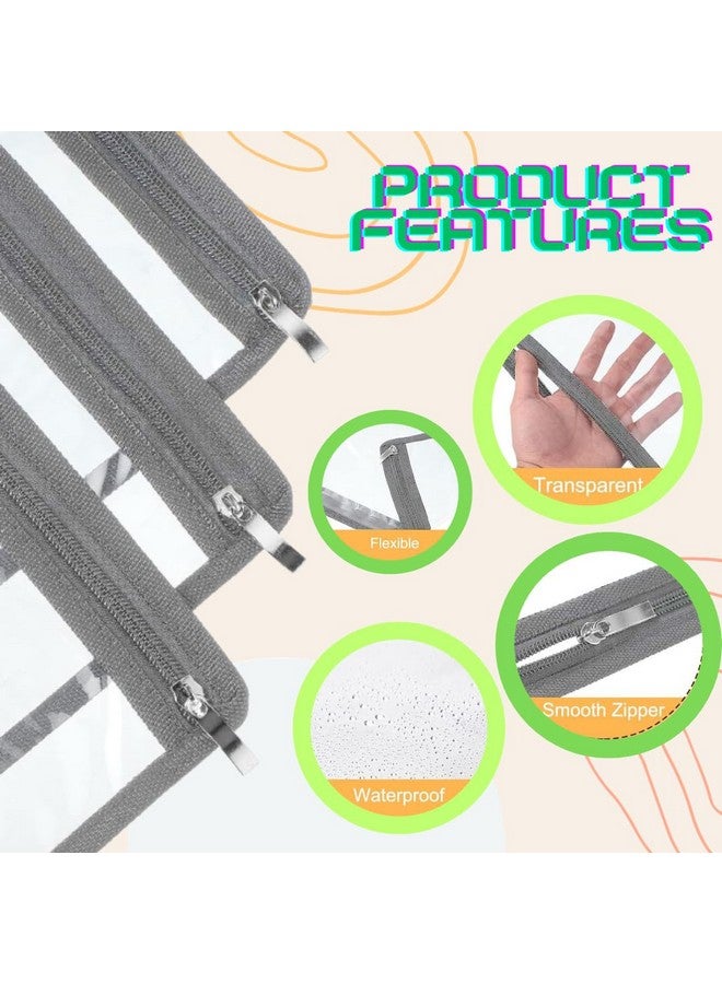 Lify PVC Clear Zipper Waterproof Pouches Pencil Pouchs Makeup Pouch Envelopes Folder Storage Multi Purpose, Office Supplies- 4 Piece Pack (Black, Grey, Yellow & Baby Pink (1-1Pcs)) - Image 3