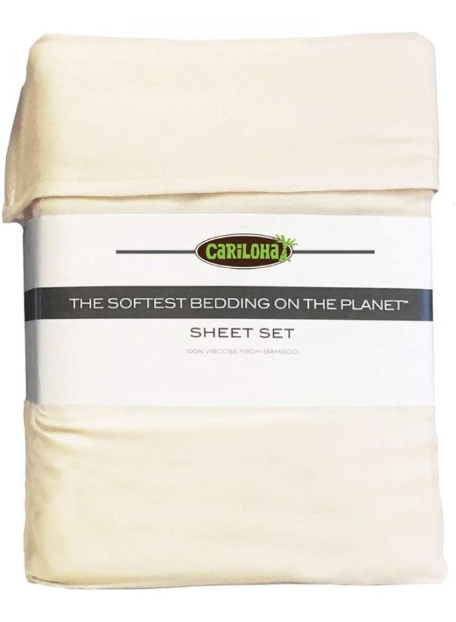 Cariloha Classic 4-Piece Twill Sheet Set | Beach Linen | Queen | Viscose Material | Allergy Resistant and Extra Soft | Cooling for Hot Sleepers | Corner Bands - Image 3