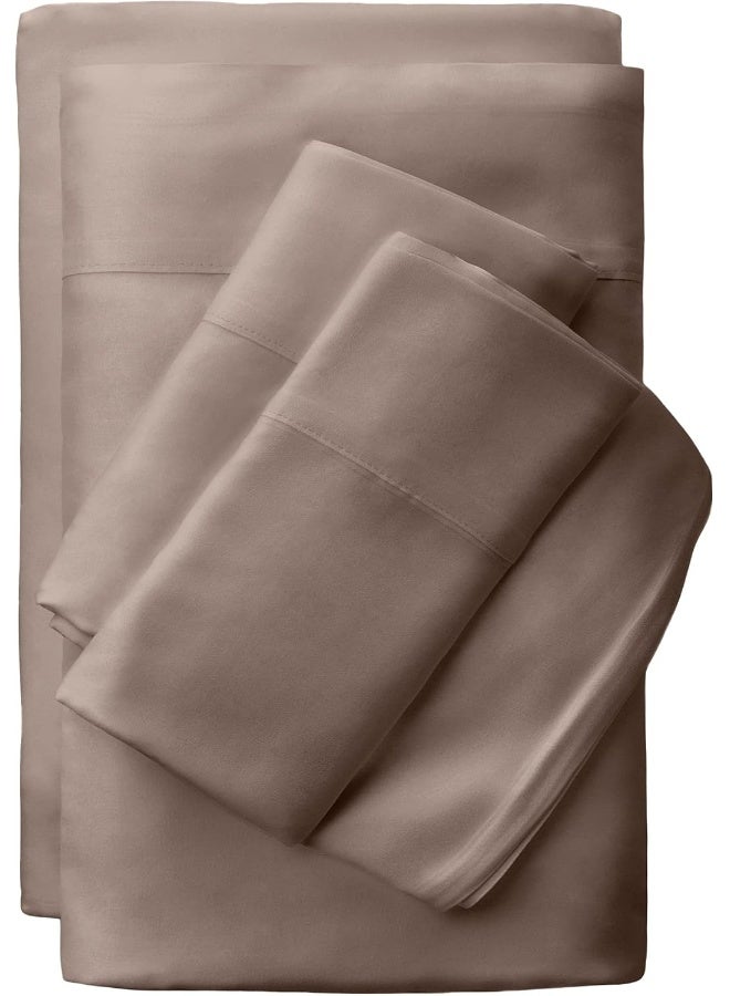 Cariloha Classic 4-Piece Twill Sheet Set | Beach Linen | Queen | Viscose Material | Allergy Resistant and Extra Soft | Cooling for Hot Sleepers | Corner Bands - Image 1