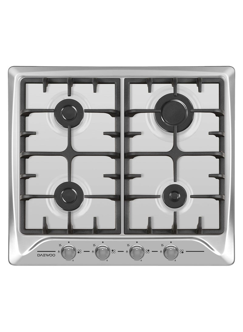 DAEWOO Table Top Gas Hob, 60 CM, 4 GAS BURNER, CAST IRON, Stainless Steel finish,  Made in Turkiye - Image 1