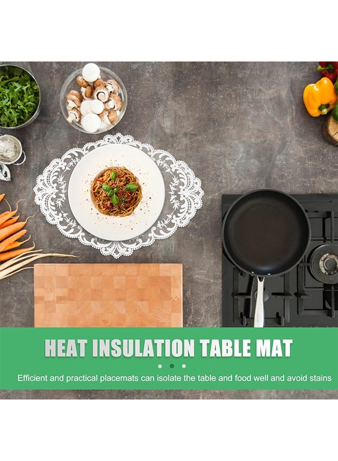 اتش واي مفارش دانتيل ريترو ، كروشيه دويلي فرنسي ، حصائر طاولة مطرزة مصنوعة يدويا ، حصيرة كأس حصيرة بيج مقاس 11 × 15 بوصة - Image 3