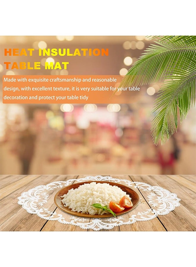 اتش واي مفارش دانتيل ريترو ، كروشيه دويلي فرنسي ، حصائر طاولة مطرزة مصنوعة يدويا ، حصيرة كأس حصيرة بيج مقاس 11 × 15 بوصة - Image 2