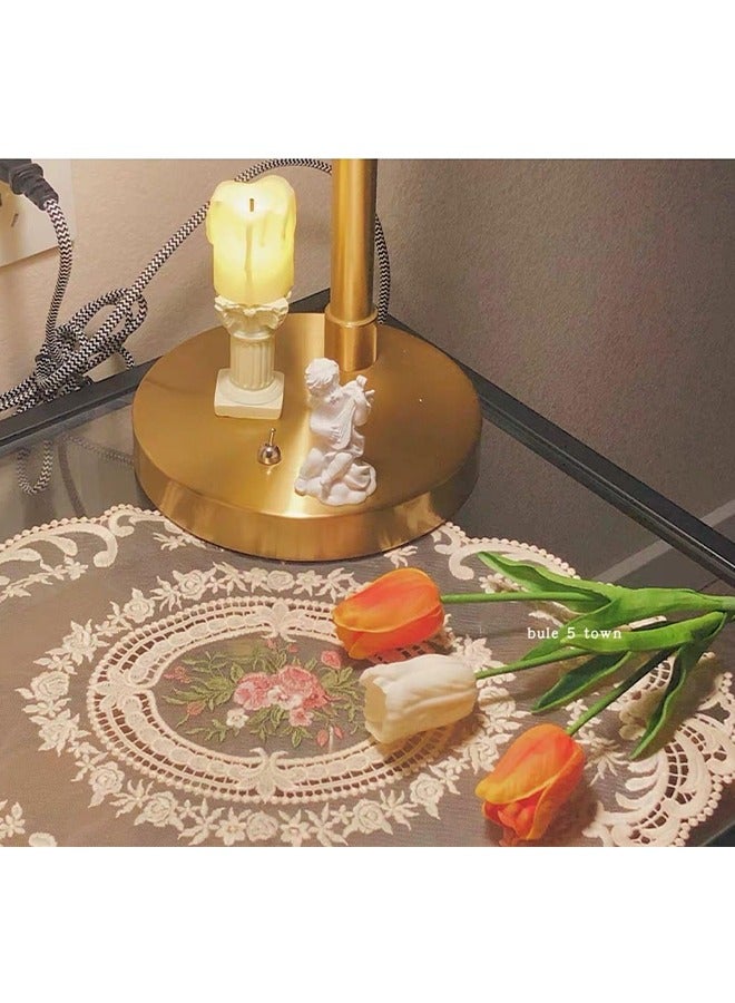 اتش واي مفارش دانتيل ريترو ، كروشيه دويلي فرنسي ، حصائر طاولة مطرزة مصنوعة يدويا ، حصيرة كأس حصيرة بيج مقاس 11 × 15 بوصة - Image 5