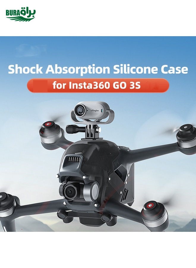 BURAQ For Insta360 GO 3S Camera aMagisn Silicone Cover Shock-absorbing Protective Case(Vertical Black)  - Image 3