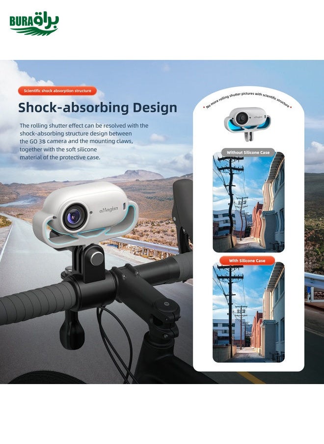 BURAQ For Insta360 GO 3S Camera aMagisn Silicone Cover Shock-absorbing Protective Case(Vertical Black)  - Image 4