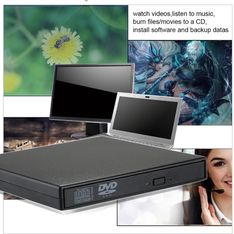 USB 2.0 Portable Slim External DVD-RW/CD-RW Optical Disc Drive Reader Writer Player Multicolour - Image 5