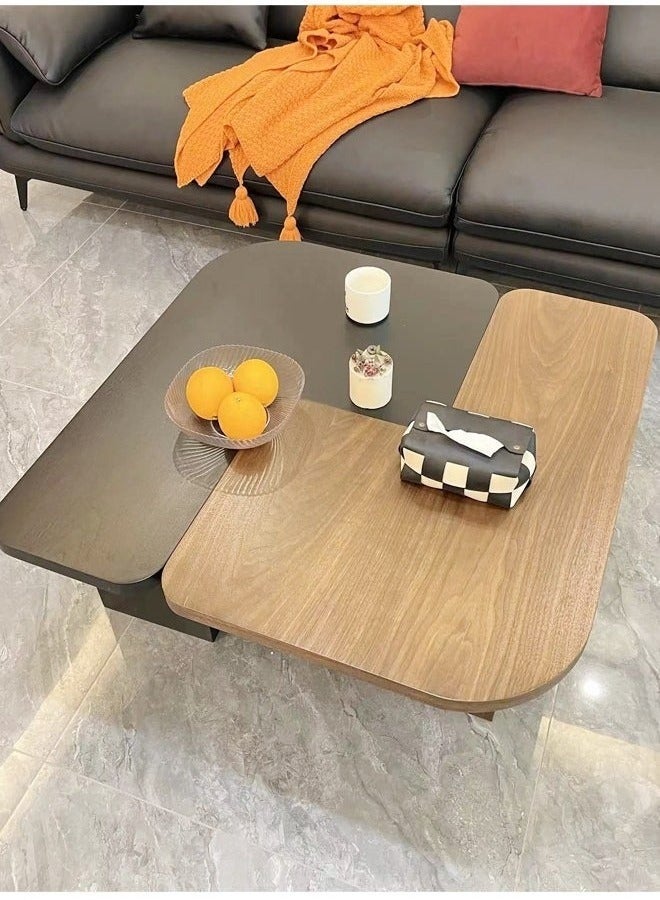 شو وو مجموعة من طاولتين قهوة متعددتي الأغراض قابلة للفصل من الخشب الصلب بزوايا دائرية وقاعدة قوية وطاولة مركزية لغرفة المعيشة 90 × 60 × 40 سم - Image 4