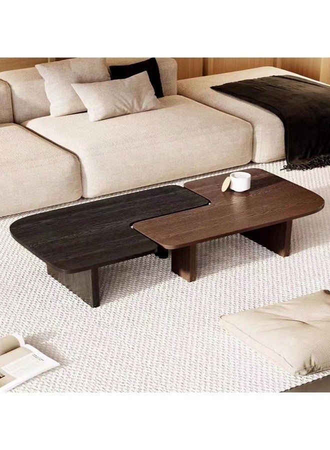 شو وو مجموعة من طاولتين قهوة متعددتي الأغراض قابلة للفصل من الخشب الصلب بزوايا دائرية وقاعدة قوية وطاولة مركزية لغرفة المعيشة 90 × 60 × 40 سم - Image 5