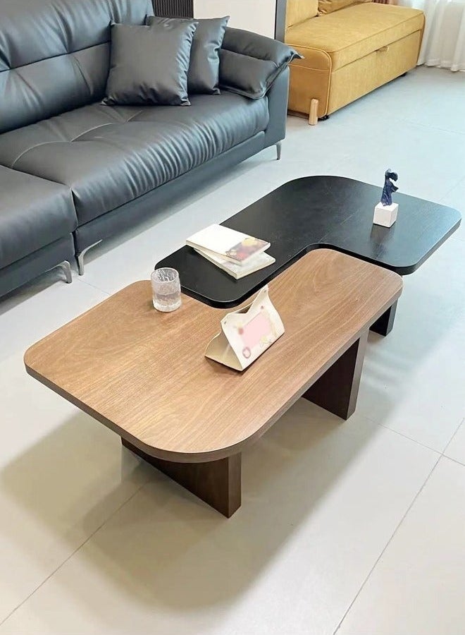 شو وو مجموعة من طاولتين قهوة متعددتي الأغراض قابلة للفصل من الخشب الصلب بزوايا دائرية وقاعدة قوية وطاولة مركزية لغرفة المعيشة 90 × 60 × 40 سم - Image 2