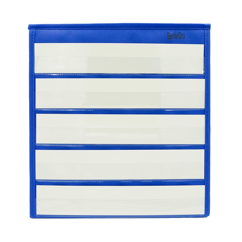 SpriteGru Blue Tabletop Desktop Pocket Chart with Bonus 20X Dry Erase Cards. Double Sided and Self-Standing (13â€ X 12â€) - Image 2