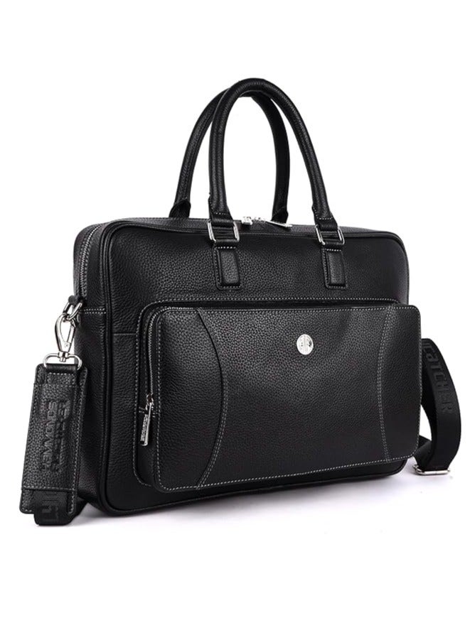 HAMMONDS FLYCATCHER Genuine Leather Laptop Bag for Men - Office Bag - Fits Up to 15.6 Inch Laptop - Laptop Messenger Bags/Leather Bag for Men with Adjustable Shoulder Strap and Trolley Strap - Black - Image 1