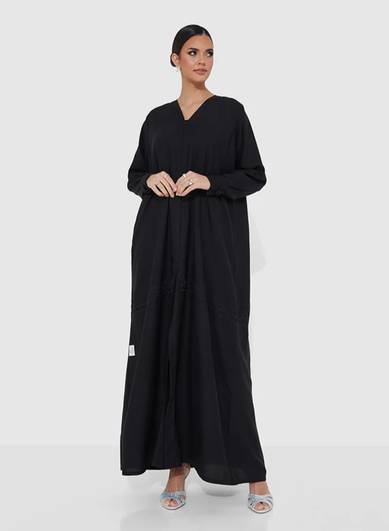 Rosette Abaya Abaya Casual With Black Embroidery