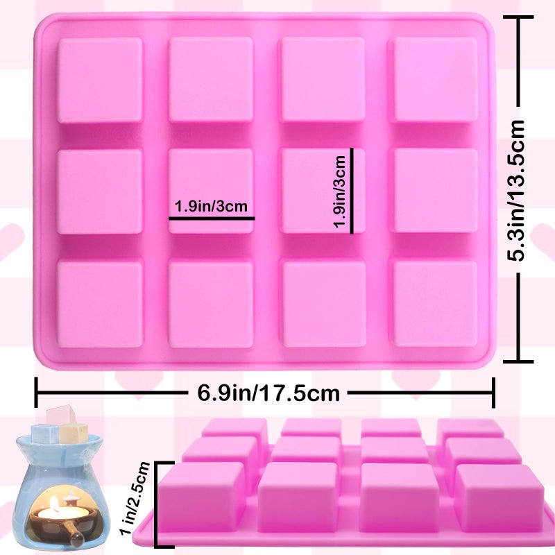 BZIDII Wax Melts Molds Siliconeï¼Œ3 Pcs 12-Cavities Square Silicone Molds for Scented Soy Wax Melts,Candle Making,Baking Chocolate Truffles,Candy, Jelly,Ice Cube Tray - Image 2