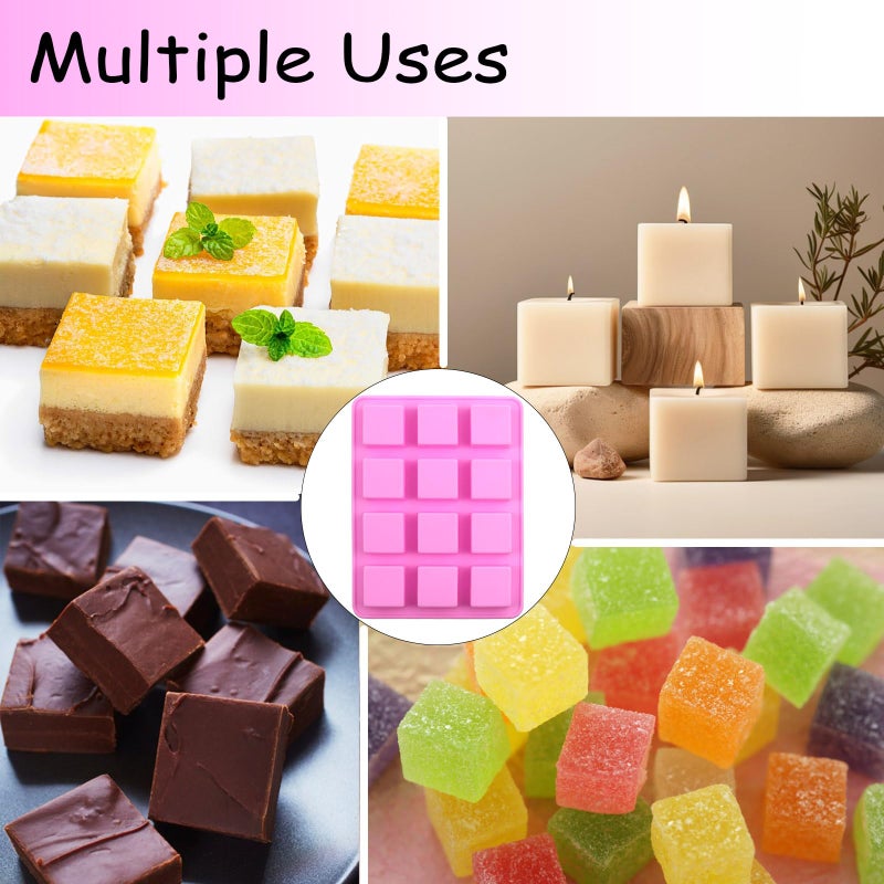BZIDII Wax Melts Molds Siliconeï¼Œ3 Pcs 12-Cavities Square Silicone Molds for Scented Soy Wax Melts,Candle Making,Baking Chocolate Truffles,Candy, Jelly,Ice Cube Tray - Image 5
