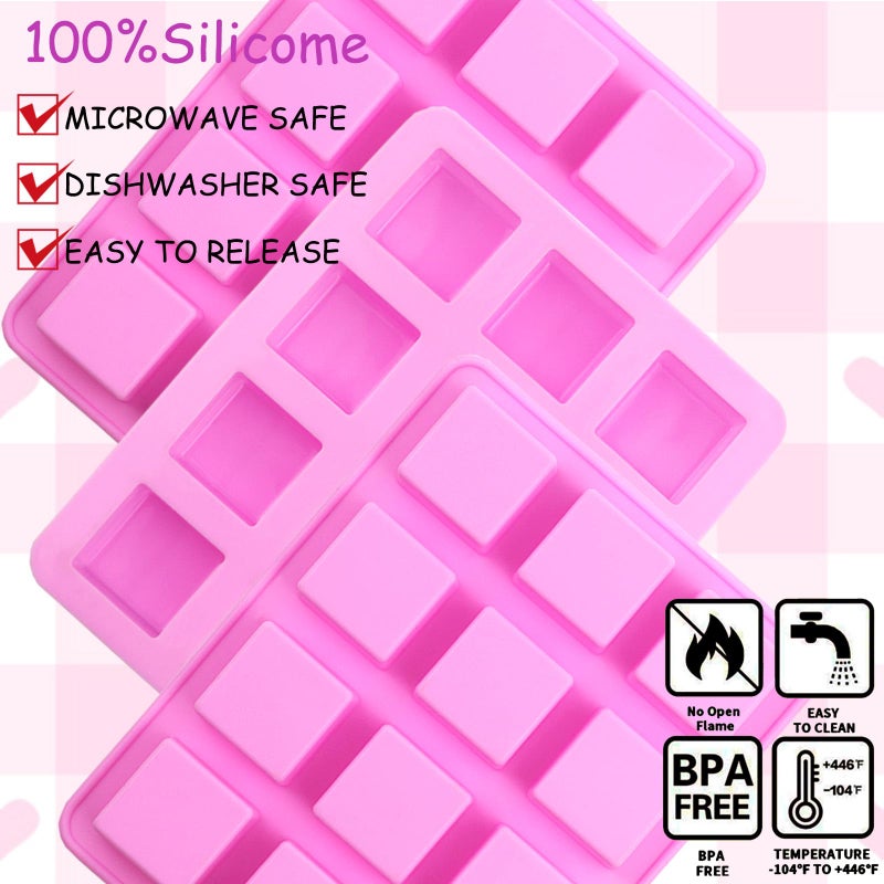 BZIDII Wax Melts Molds Siliconeï¼Œ3 Pcs 12-Cavities Square Silicone Molds for Scented Soy Wax Melts,Candle Making,Baking Chocolate Truffles,Candy, Jelly,Ice Cube Tray - Image 3