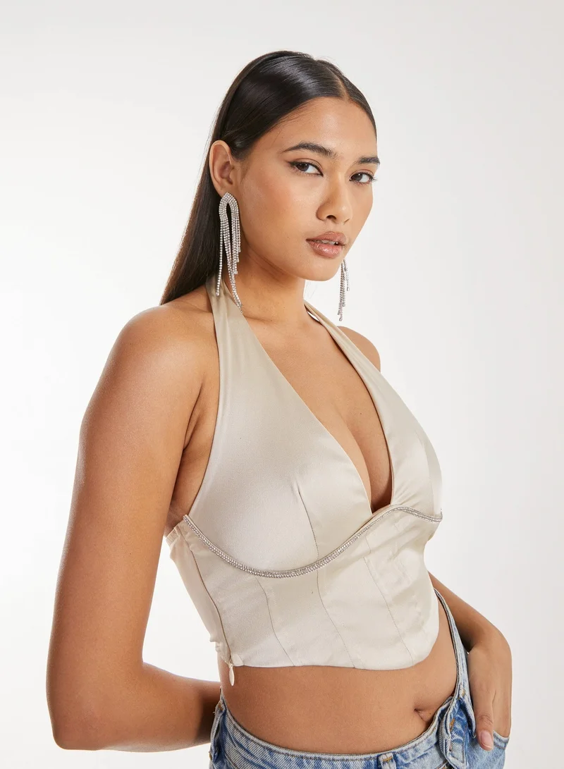 Pink Vanilla Diamante Halter Neck Top