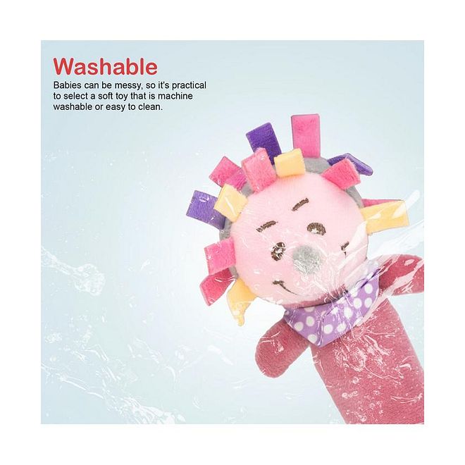 BAYBEE Baby Teether, Sensory Toys, Squeezing Sound, Soft, 0 Months+, 10x3x10cm- Pink - Image 3