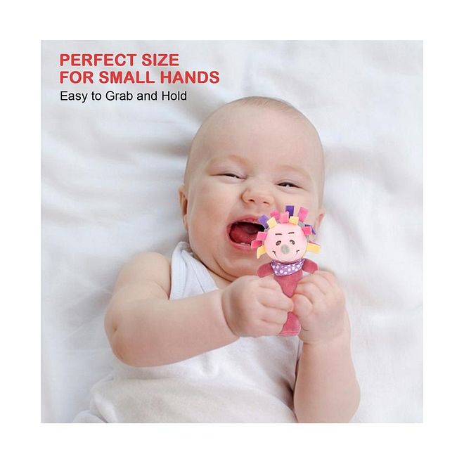 BAYBEE Baby Teether, Sensory Toys, Squeezing Sound, Soft, 0 Months+, 10x3x10cm- Pink - Image 2