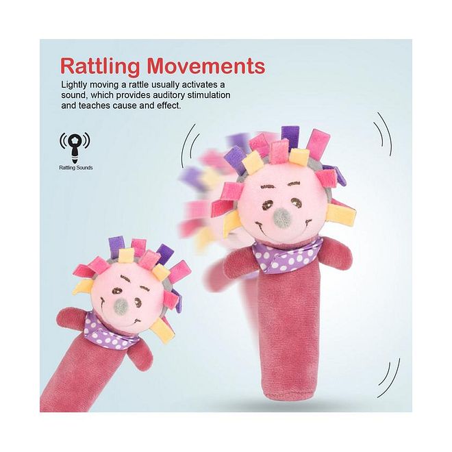 BAYBEE Baby Teether, Sensory Toys, Squeezing Sound, Soft, 0 Months+, 10x3x10cm- Pink - Image 4