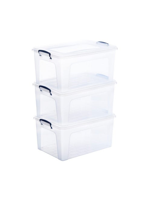 Storage Bins With Lids Clear Boxes For Organizing Stackable Plastic Containers Bpa Free Nontoxic Odor Free Organizer For Home Office Dorm 9.5 Qt 3 Pack