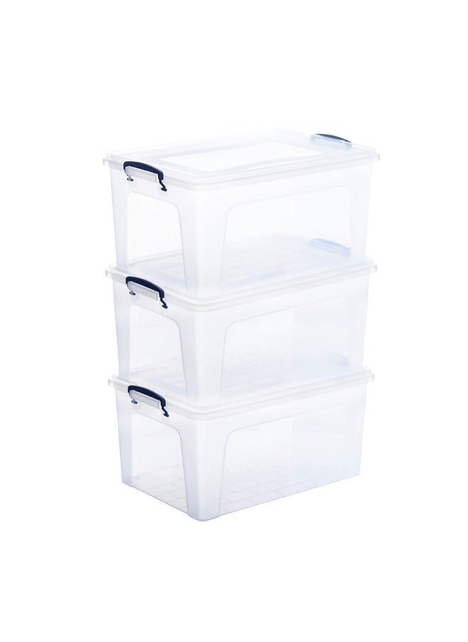 Superio - Storage Bins With Lids Clear Boxes For Organizing Stackable Plastic Containers Bpa Free Nontoxic Odor Free Organizer For Home Office Dorm 9.5 Qt 3 Pack - Image 1