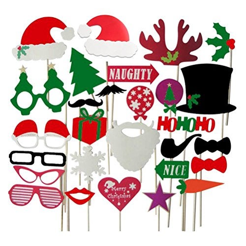 BinaryABC Christmas Party Photo Booth Props for Party Decoration (28PCS) - Image 1