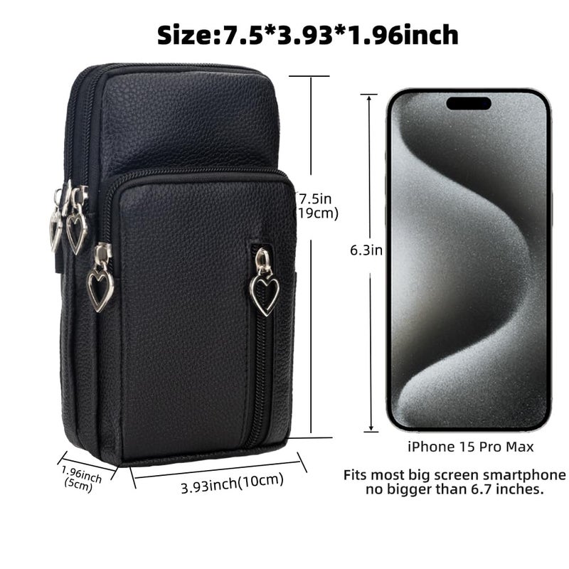 JANKS Small Crossbody Bags for Women Leather Mini Cell Phone Purses with Crossbody Strap Phone Wallet Shoulder Bag Handbag Arm Bag - Image 4