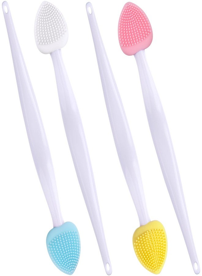 Winsyison فرشاة تقشير الشفاه من السيليكون من وينسيسون، 4 قطع، فرشاة تقشير شفاه مزدوجة الجوانب للشفاه الداكنة، أداة تقشير شفاه على شكل قلب لإزالة الجلد الميت - وردي وأزرق وأصفر وأبيض - Image 1