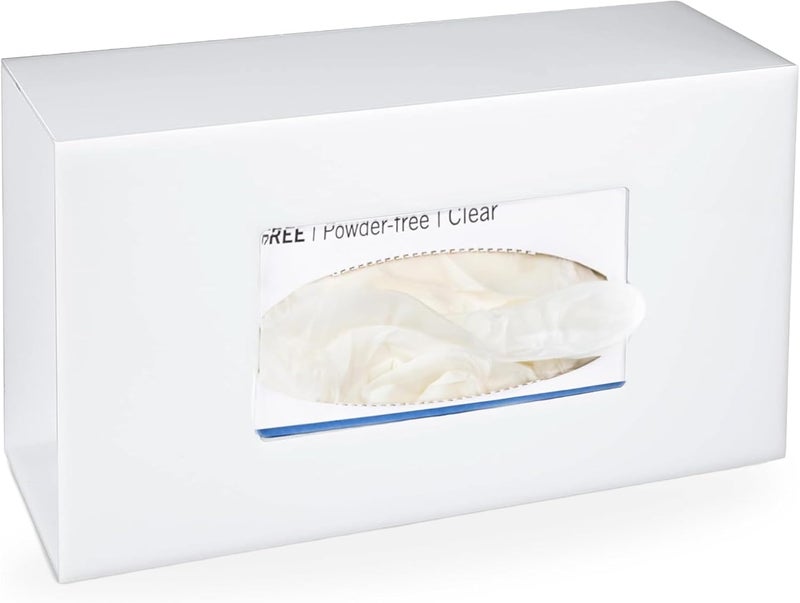 Slasa Single Glove Box Holder Wall Mount, White Acrylic Disposable Glove Dispenser, Side Loading Design Fits Standard Medical Exam Boxes, 13.97 x 25.4 x 8.89 cm, Medical, Office, Home - Image 1