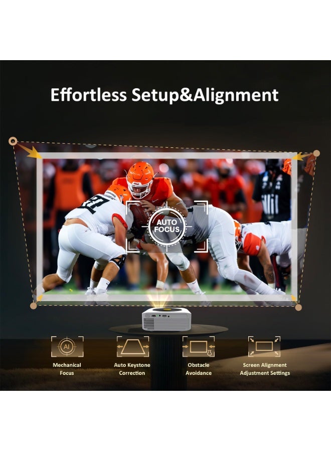 AROAQ YT800 Wifi Projector, Full HD 4K Home Theater Projector, Ultra Clear Portable Projector, Auto Keystone Smart Video Projector For Home And Office, (1pc, White) - Image 4