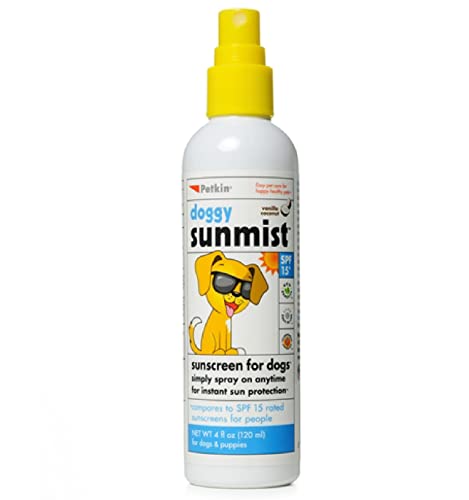 Petkin Dog Sunscreen Sunmist– Sunscreen for Dogs and Puppies, SPF 15 – Simply Spray on Anytime for Instant Sun Protection – Vanilla Coconut Scent, 4 oz Bottle – Ideal for Home or Travel - Image 1