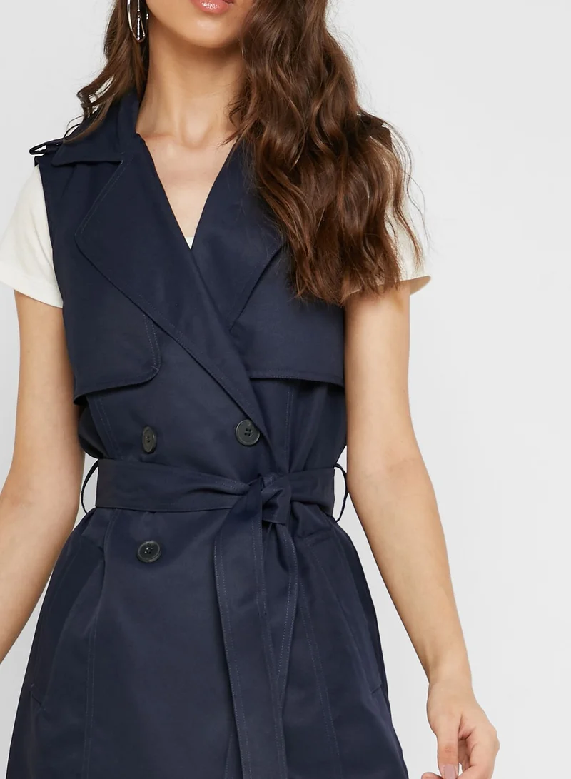 VERO MODA Double Breasted Sleeveless Coat