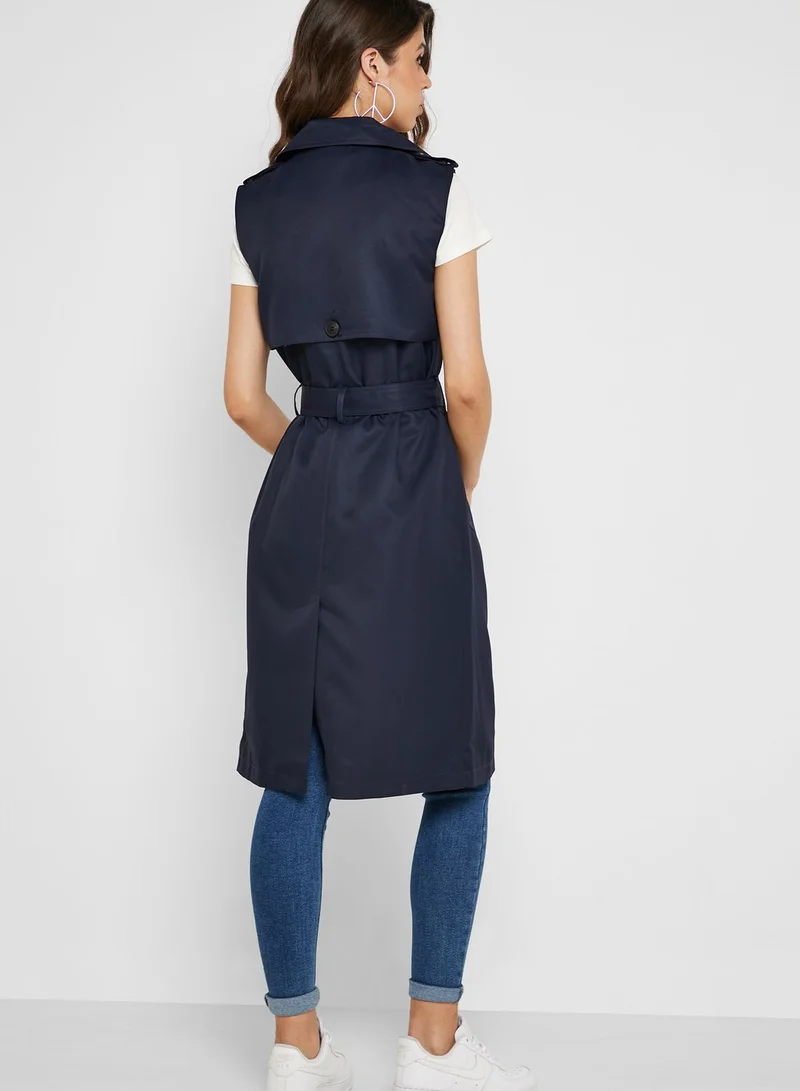 VERO MODA Double Breasted Sleeveless Coat