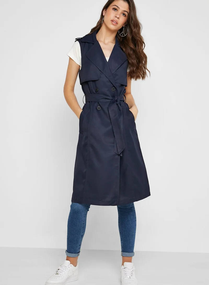 VERO MODA Double Breasted Sleeveless Coat