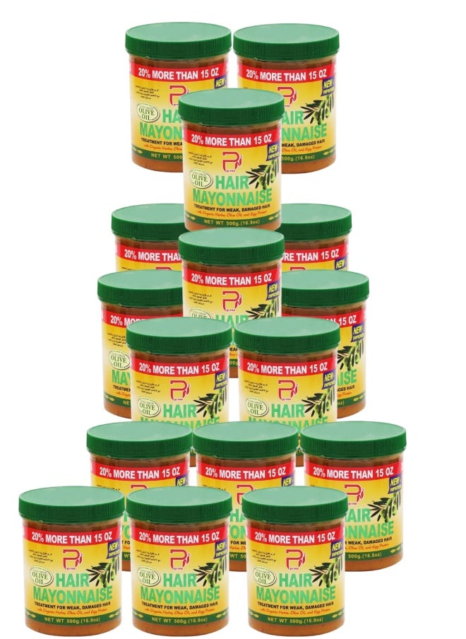 PYRON 16 Pieces Hair Mayonnaise Treatment for Weak & Damaged Hair with Olive Oil 500grams  - Image 1