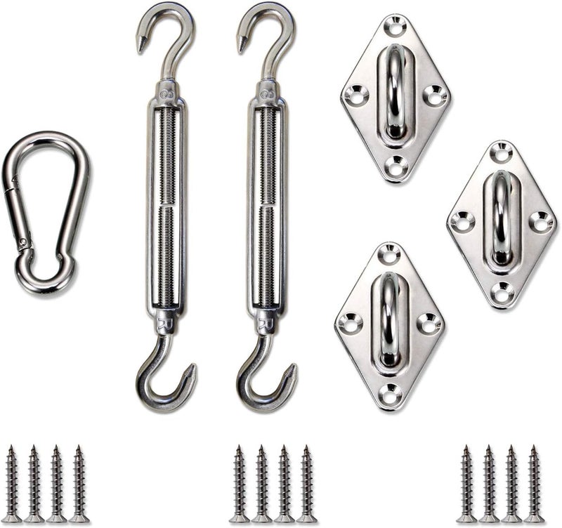 Windscreen4less Sun Shade Sail Hardware Kit - 8 Inches - Super Heavy Duty - for Triangle Sun Shade Sail - Image 1