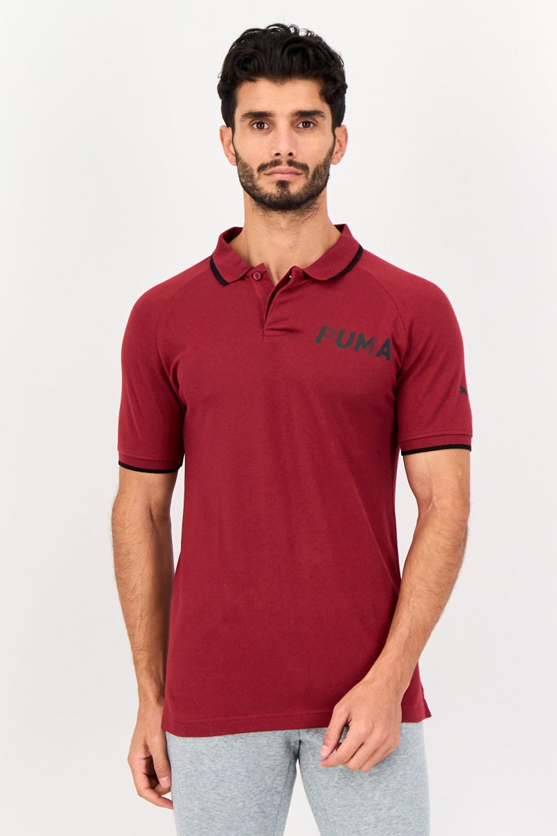 PUMA تي شيرت بولو قصير الأكمام للرجال، رياضي، خارجي، ماروني - Image 1