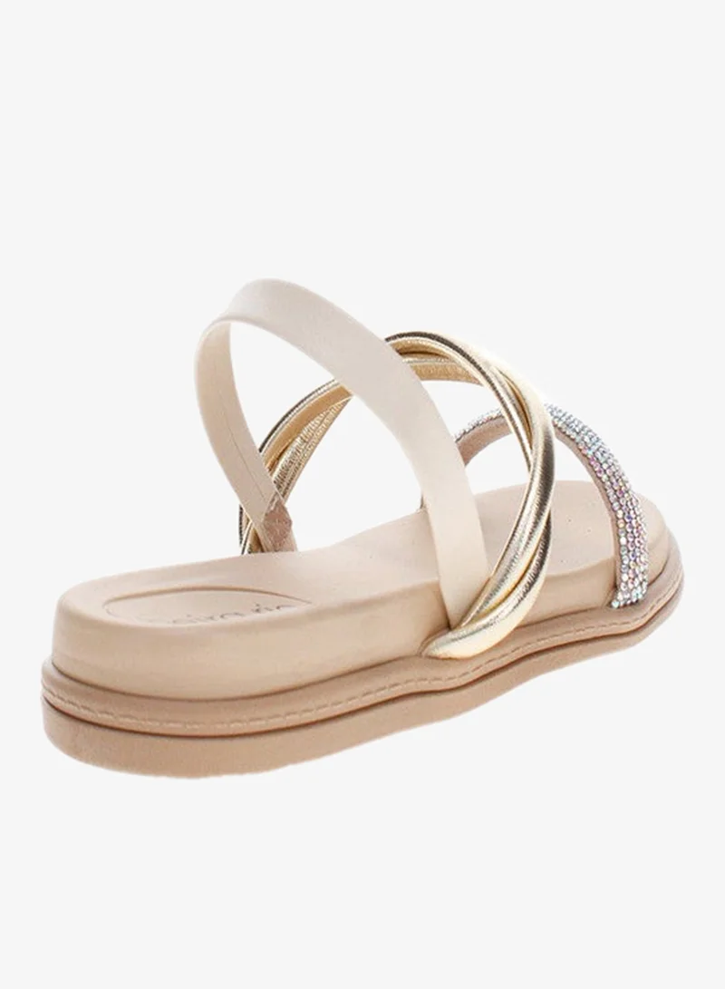 Beira Rio Cream Flat Sandals for Women – Stylish Ladies Flat Sandals & Comfortable Flat Slippers for Women | Best Price UAE